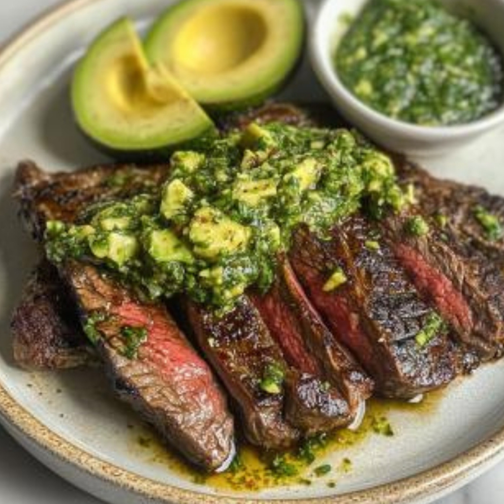 Flanksteak mit Avocado-Chimichurri