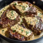 Steak mit Knoblauch-Sahnesauce