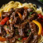 Klassisches Pfeffersteak mit Pasta