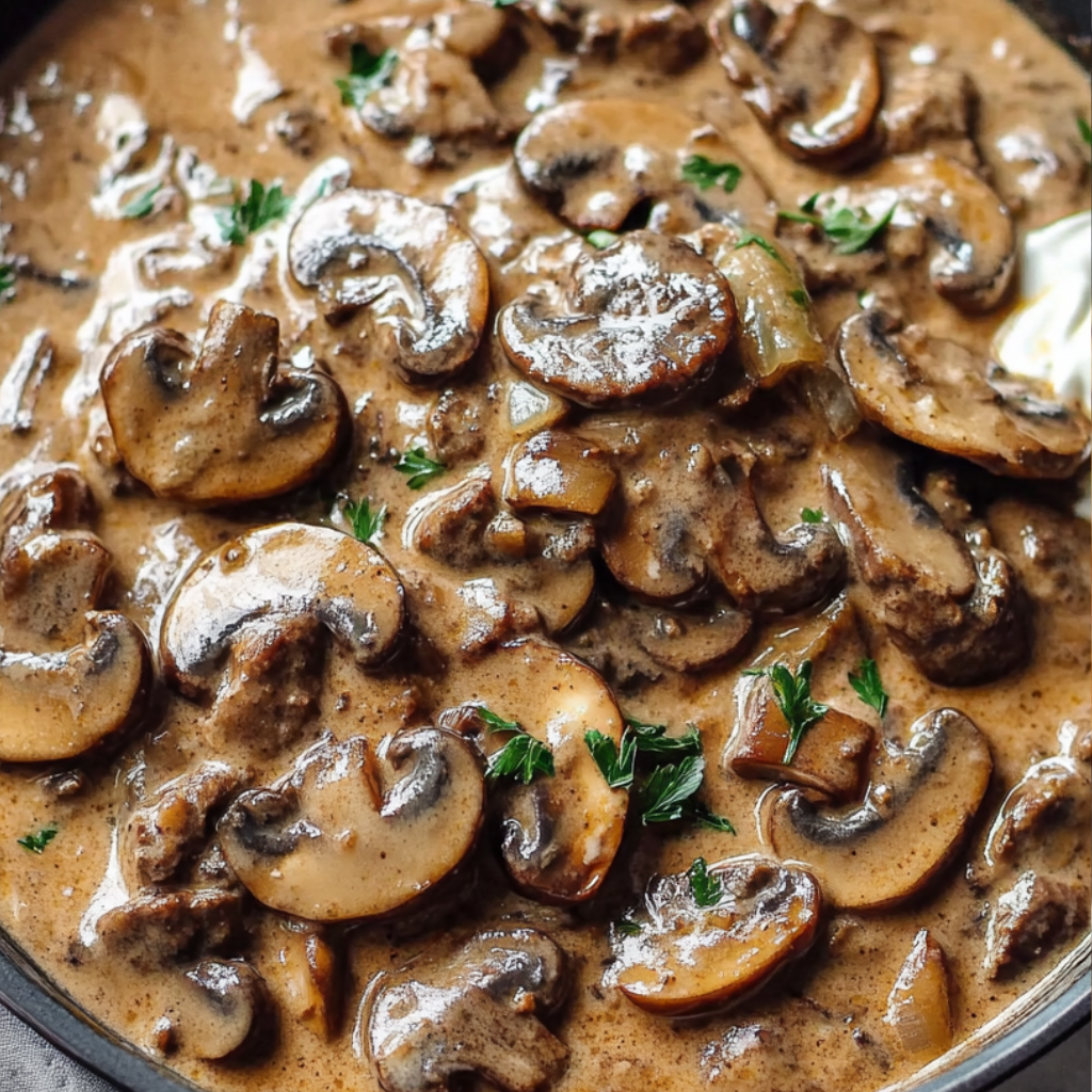 Rindfleisch Stroganoff mit cremiger